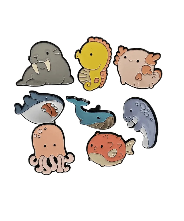 Ocean animal pin badges (various Kawaii cutie designs)