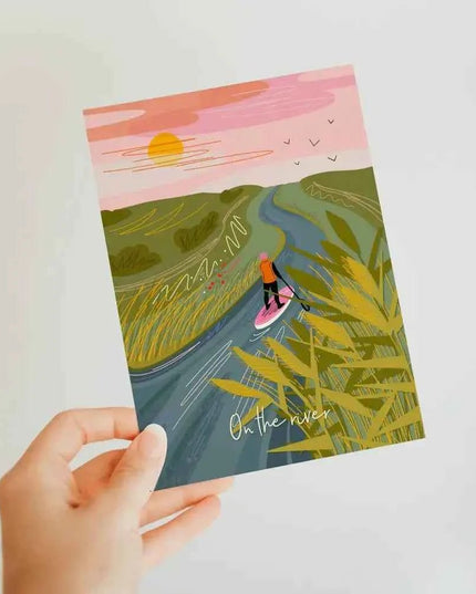 On the river - Paddle boarding greeting card