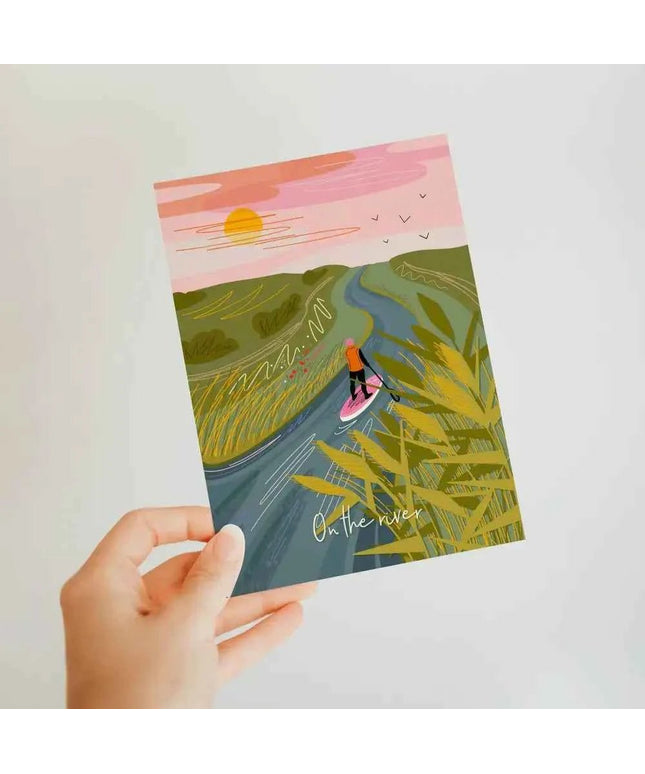 On the river - Paddle boarding greeting card