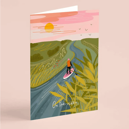 On the river - Paddle boarding greeting card