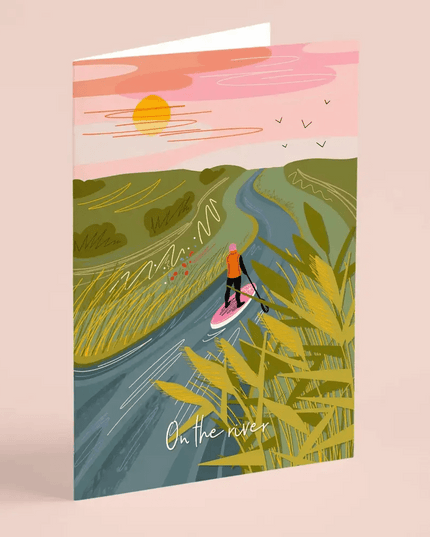 On the river - Paddle boarding greeting card