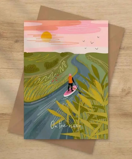 On the river - Paddle boarding greeting card