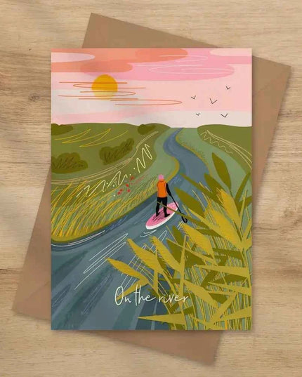 On the river - Paddle boarding greeting card