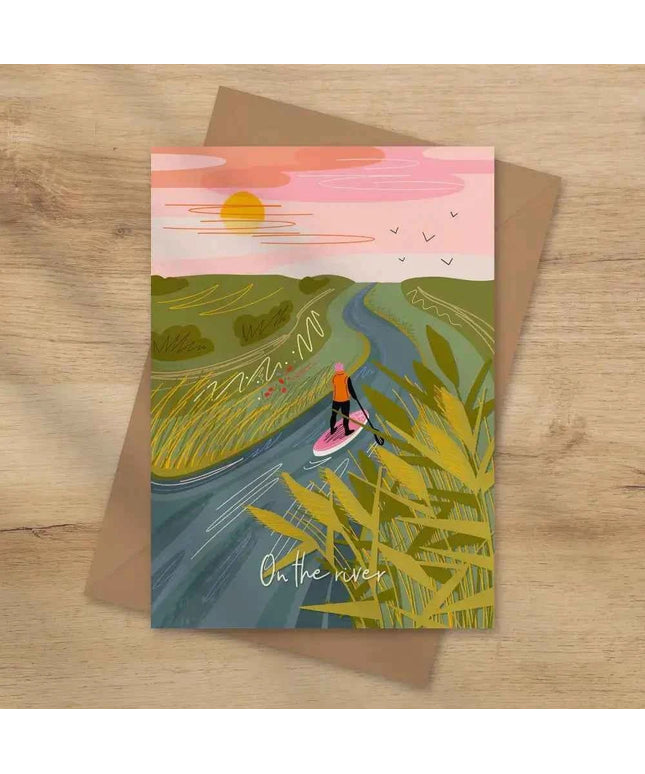 On the river - Paddle boarding greeting card