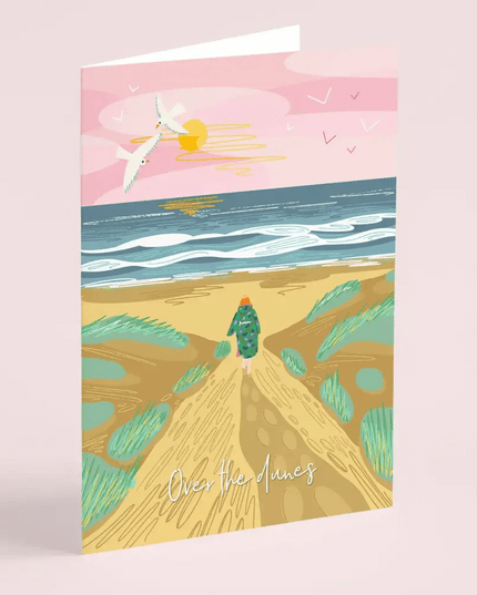 Over the dunes greeting card - wild swimming card dry robe