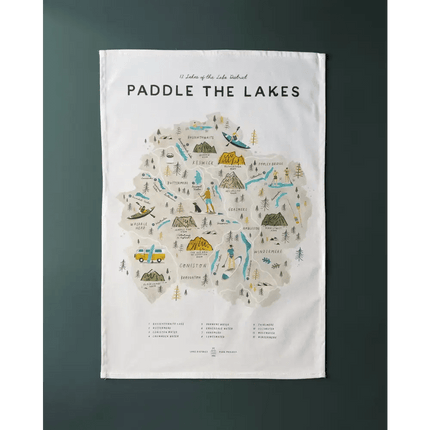 Paddle the Lakes Tea Towel