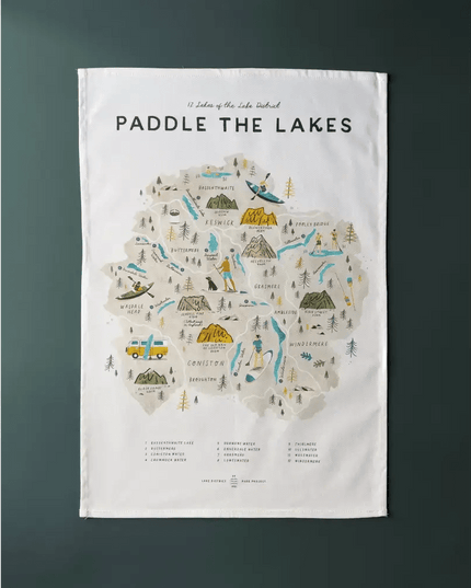 Paddle the Lakes Tea Towel