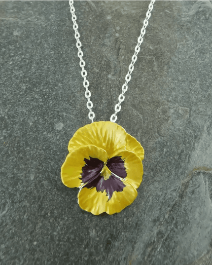 Pansy Yellow Flower Pendant Necklace