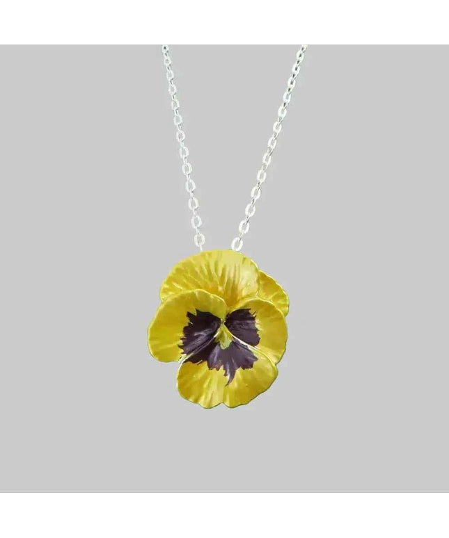 Pansy Yellow Flower Pendant Necklace