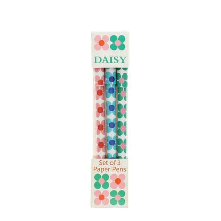 Paper ballpoint pens (set of 3) - Daisy pattern design
