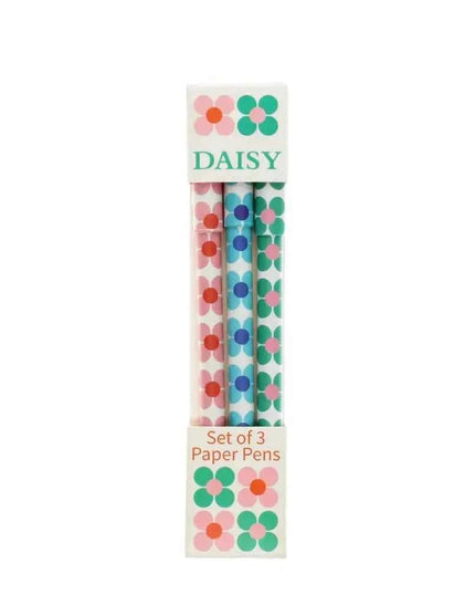 Paper ballpoint pens (set of 3) - Daisy pattern design