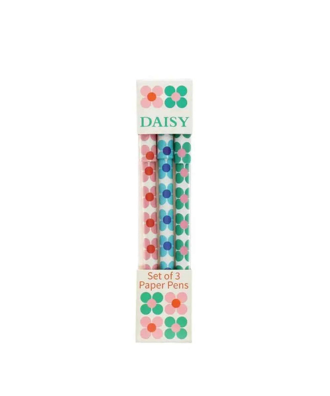 Paper ballpoint pens (set of 3) - Daisy pattern design