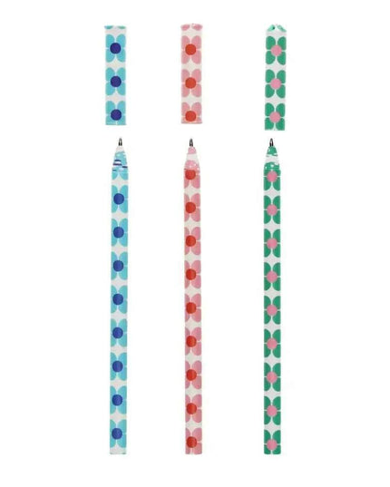 Paper ballpoint pens (set of 3) - Daisy pattern design