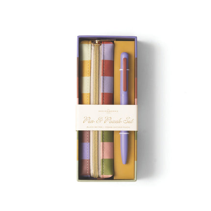 Bold Stripe Pen & Pouch Set - Stationery Chic