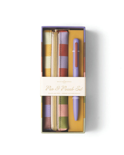 Bold Stripe Pen & Pouch Set - Stationery Chic