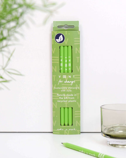 Writing Pencils Pack of 3 recycled - various designs Green