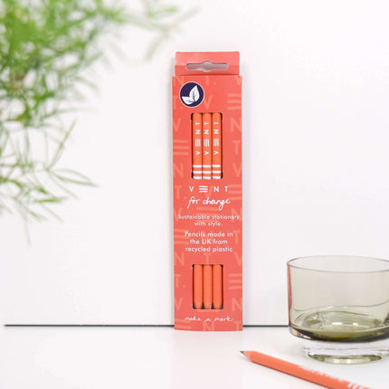 Writing Pencils Pack of 3 recycled - various designs red