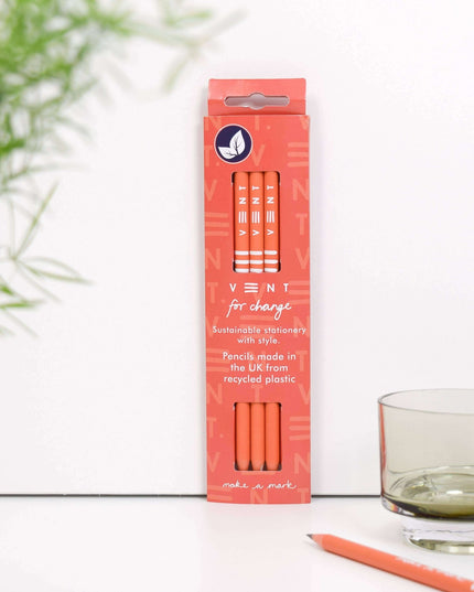 Writing Pencils Pack of 3 recycled - various designs red
