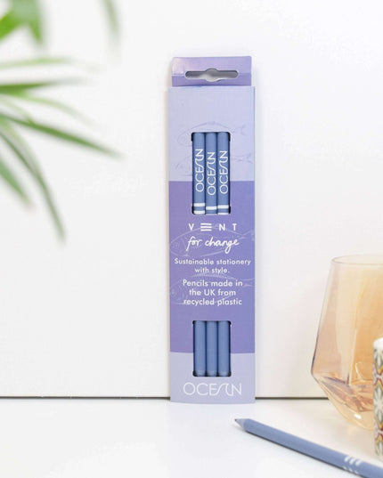Writing Pencils Pack of 3 recycled - various designs ocean