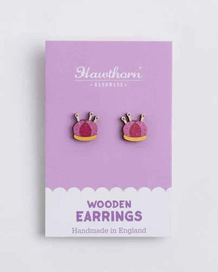 Pincushion Wooden Earrings - Craft themed Jewellery