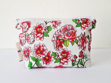 Pink Floral Handmade Cosmetics Bag