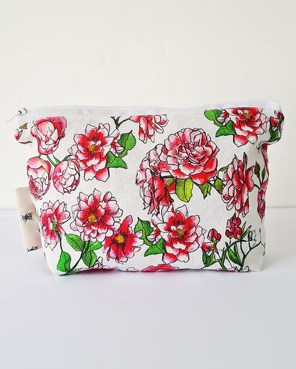 Pink Floral Handmade Cosmetics Bag
