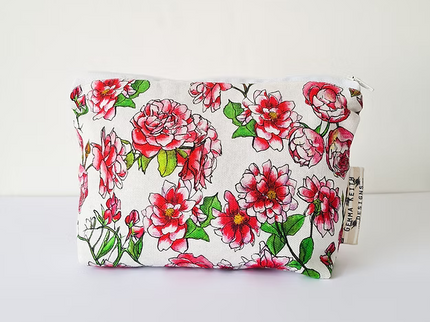 Pink Floral Handmade Cosmetics Bag