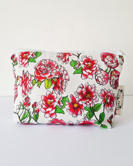 Pink Floral Handmade Cosmetics Bag