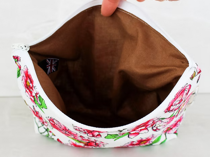 Pink Floral Handmade Cosmetics Bag