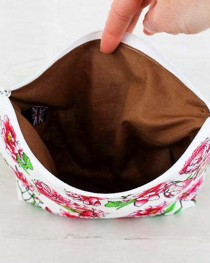 Pink Floral Handmade Cosmetics Bag