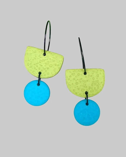 Pistachio Green Colour Block Hoop Earrings - Various colours Turquoise