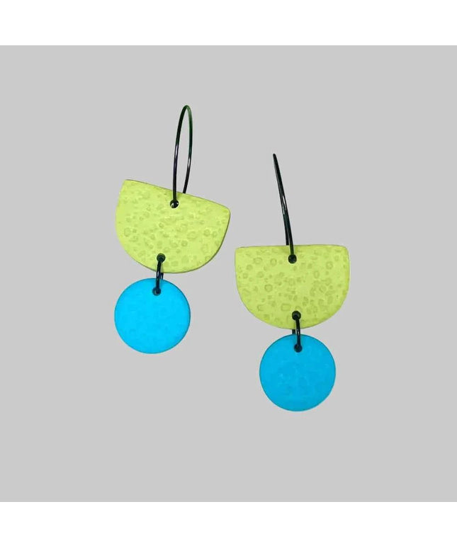 Pistachio Green Colour Block Hoop Earrings - Various colours Turquoise