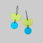 Pistachio Green Colour Block Hoop Earrings - Polymer Clay - Dangle - Turquoise / Hoop - Black