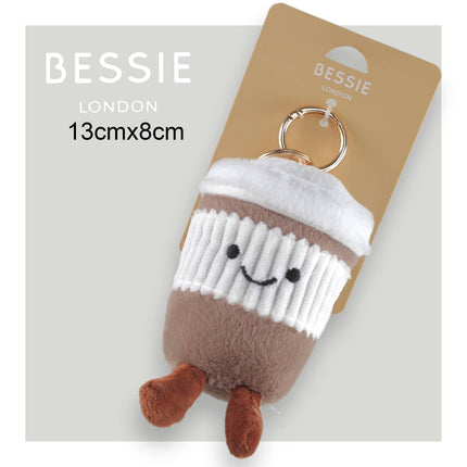Plush Coffee Cup Bag Charm - Trendy Accessory