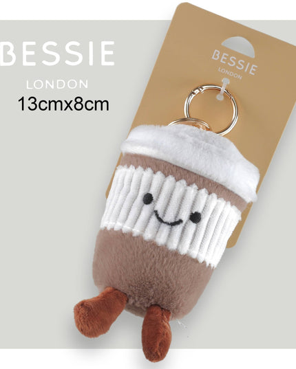 Plush Coffee Cup Bag Charm - Trendy Accessory