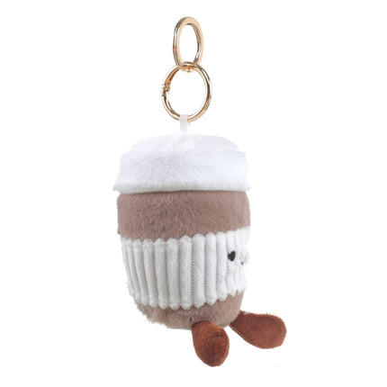 Plush Coffee Cup Bag Charm - Trendy Accessory