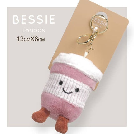 Plush Coffee Cup Bag Charm - Trendy Accessory