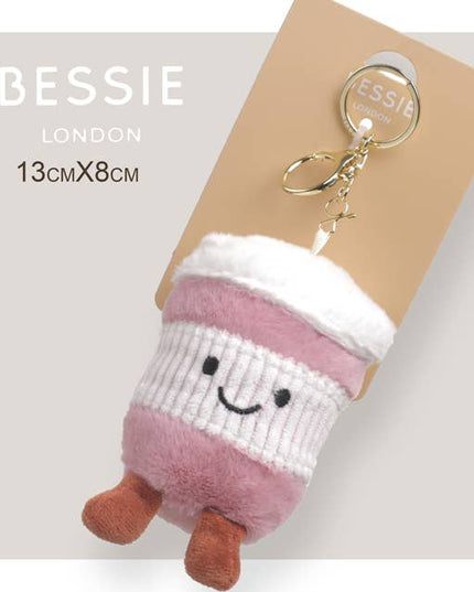 Plush Coffee Cup Bag Charm - Trendy Accessory