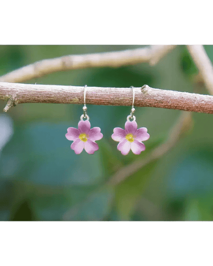 Primrose Pink Flower Single Drop Hook Earrings