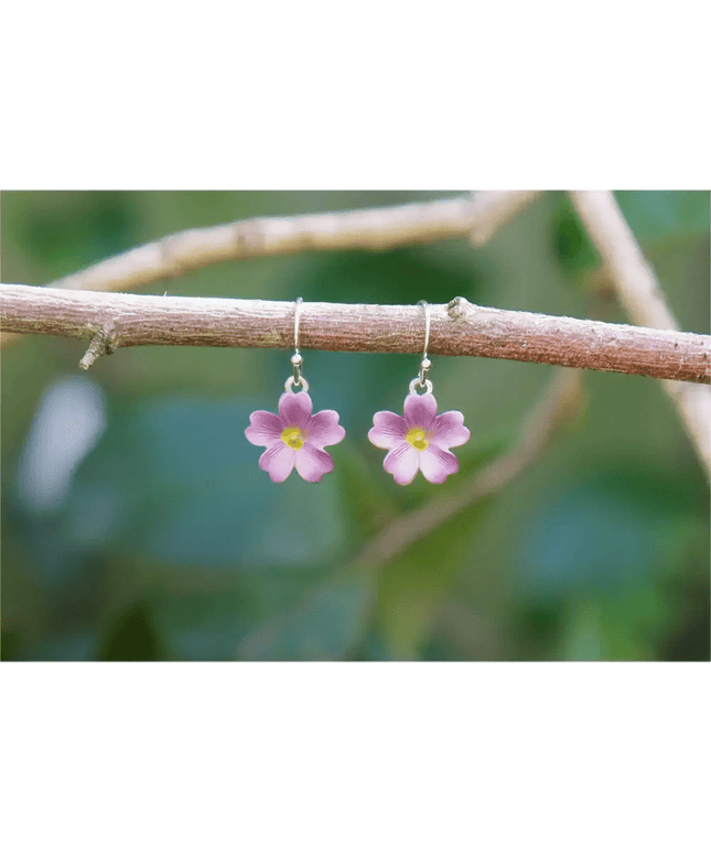 Primrose Pink Flower Single Drop Hook Earrings