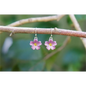 Primrose Pink Flower Drop Hook Earrings