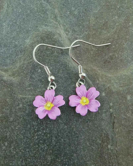 Primrose Pink Flower Single Drop Hook Earrings