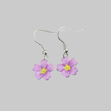 Primrose Pink Flower Single Drop Hook Earrings