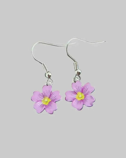 Primrose Pink Flower Single Drop Hook Earrings