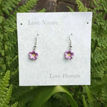 Primrose Pink Flower Single Drop Hook Earrings