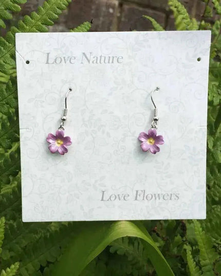 Primrose Pink Flower Single Drop Hook Earrings