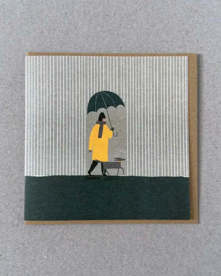 Walk in the Rain Greetings Card