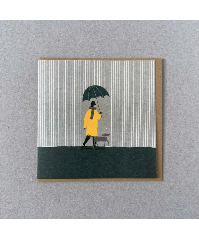 Walk in the Rain Greetings Card