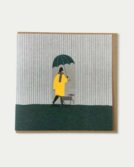 Walk in the Rain Greetings Card
