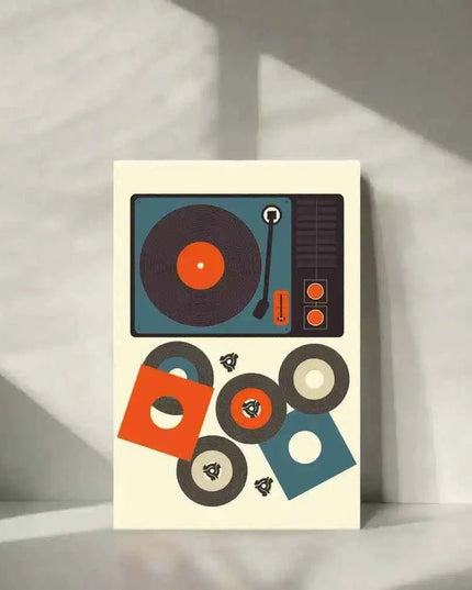 Record Players with Records Greetings Card